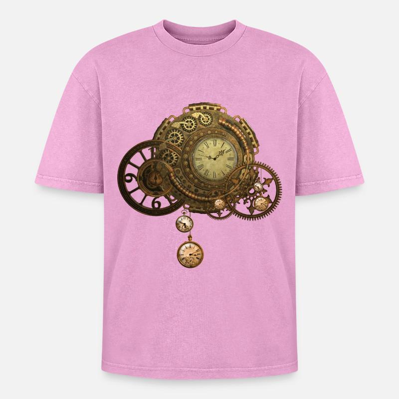 Wunderbare steampunk Design - Oversized Unisex Premium Acid-Washed T-Shirt - Pink Acid Wash