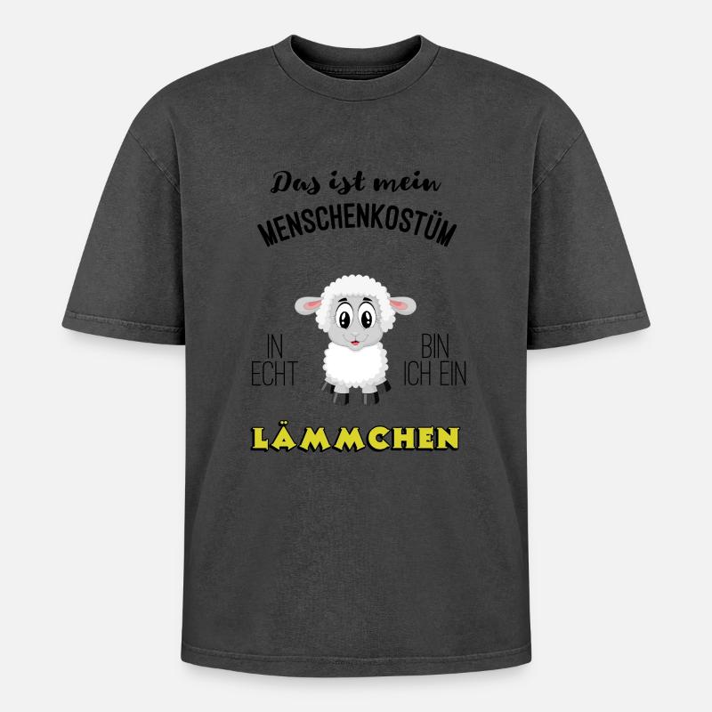 Menschenkostuem Laemmchen Karneval MBA - Oversized Unisex Premium Acid-Washed T-Shirt - undefined