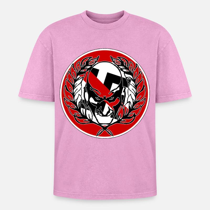 Kriegerischer Samurai Emblem - Oversized Unisex Premium Acid-Washed T-Shirt - Pink Acid Wash