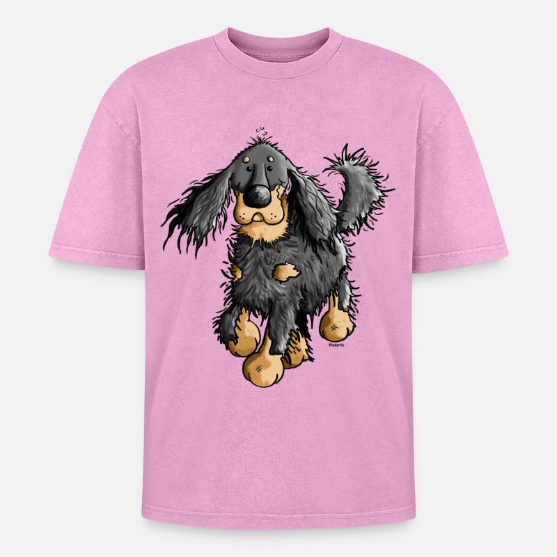 Flinker Gordon Setter - Hund - Oversized Unisex Premium Acid-Washed T-Shirt - Pink Acid Wash