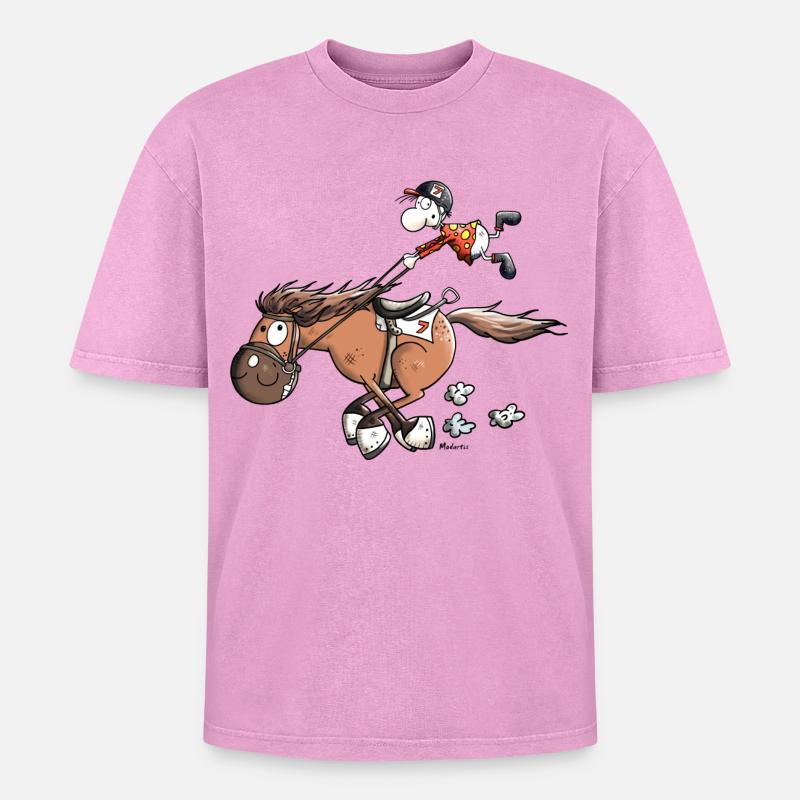 Cheval De Course Rapide - T-shirt Premium unisexe oversize acid-washed - rose délavé acide