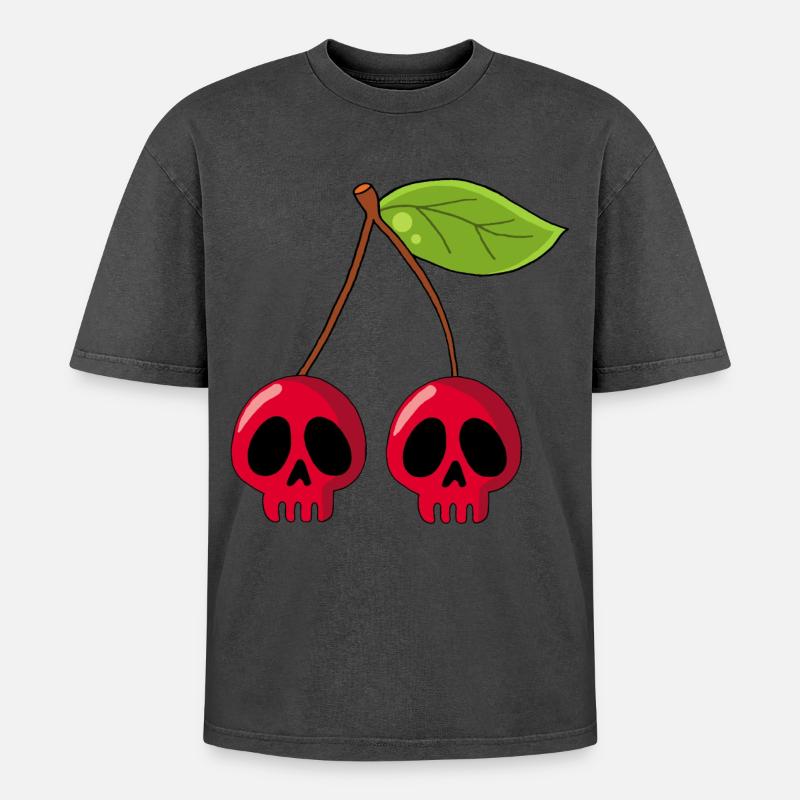 Kirschschädel - Oversized Unisex Premium Acid-Washed T-Shirt - undefined
