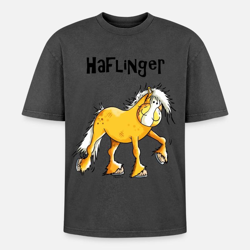 Hazel der Haflinger - Oversized Unisex Premium Acid-Washed T-Shirt - Pink Acid Wash