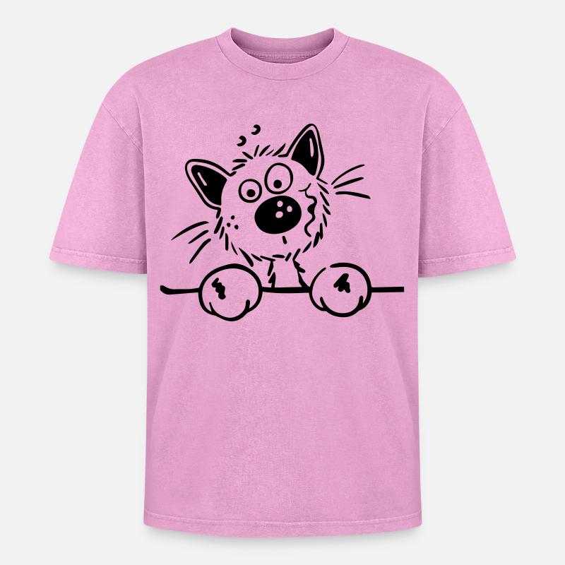 Mignon Chat - T-shirt Premium unisexe oversize acid-washed - rose délavé acide