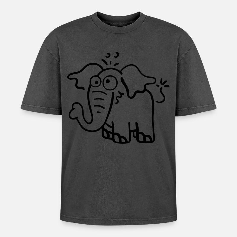 Knuffiger Elefant - Oversized Unisex Premium Acid-Washed T-Shirt - Pink Acid Wash