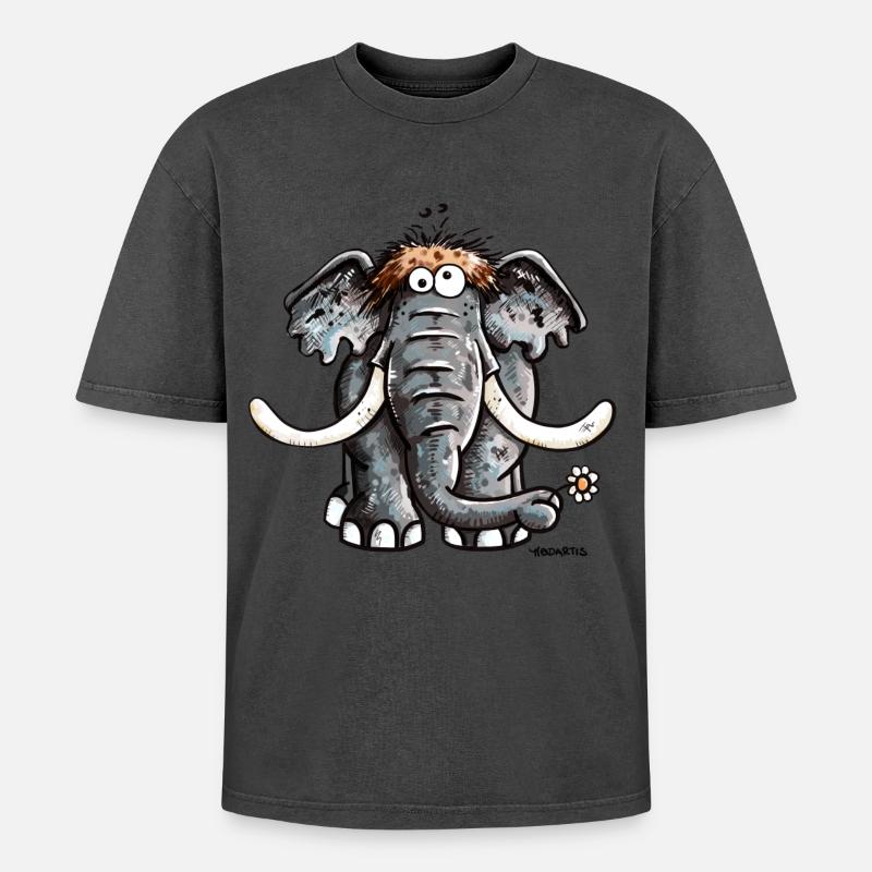 Éléphant avec fleur - T-shirt Premium unisexe oversize acid-washed - undefined