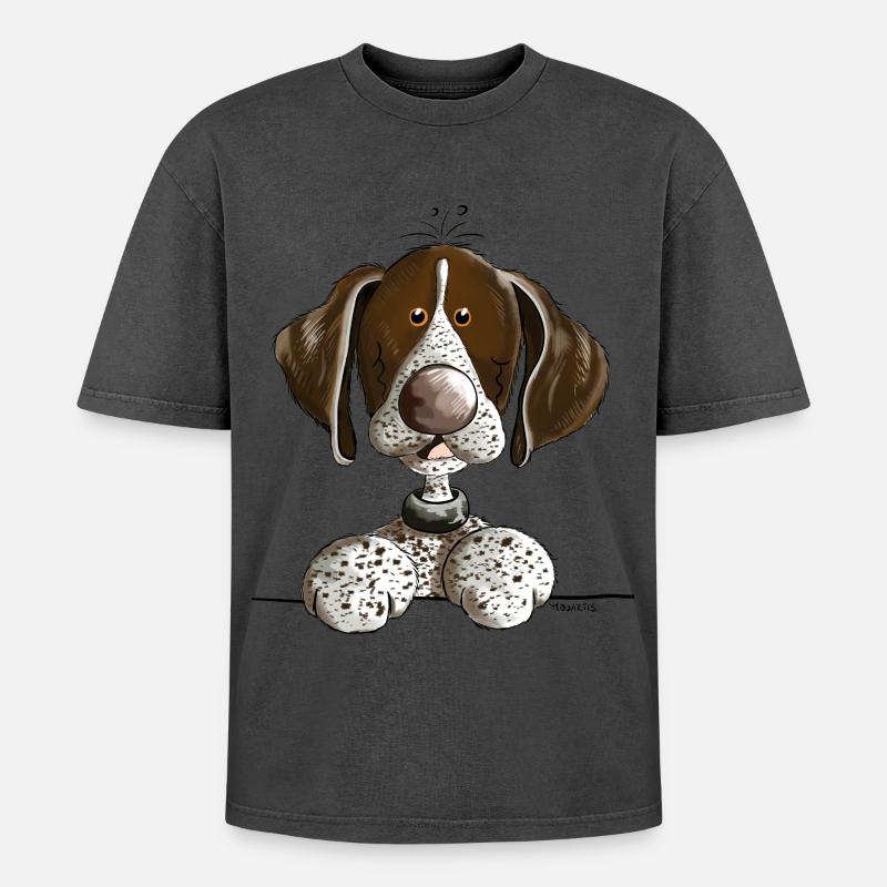 German Shorthaired Pointer - Oversized Unisex Premium Acid-Washed T-Shirt - undefined