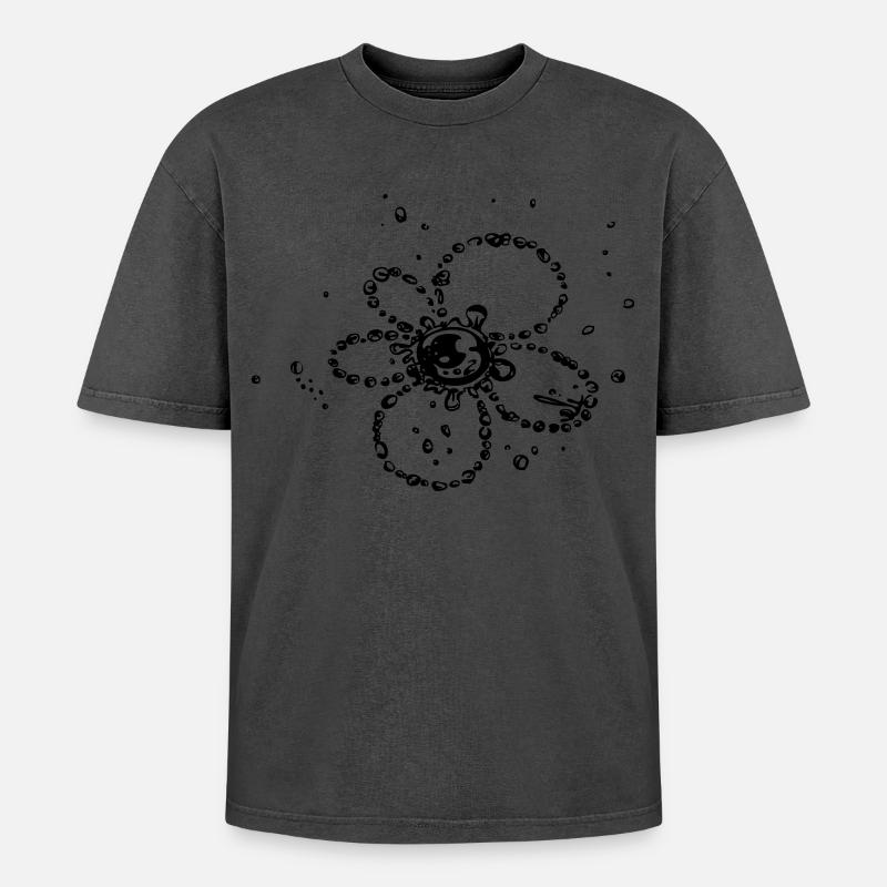 Water splash, Blume aus Wassertropfen - Oversized Unisex Premium Acid-Washed T-Shirt - undefined