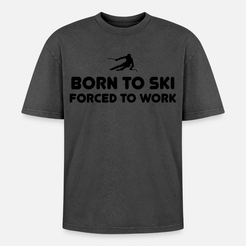 Born to Ski - Oversized Unisex Premium Acid-Washed T-Shirt - undefined