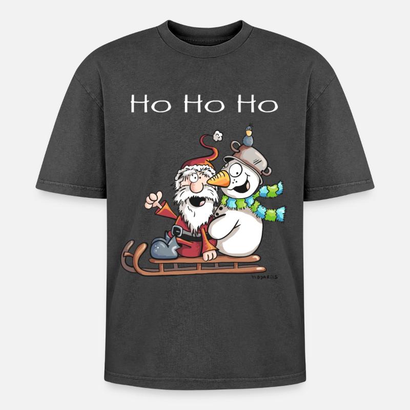 Weihnachtsmann und Schneemann - Comic - Oversized Unisex Premium Acid-Washed T-Shirt - undefined