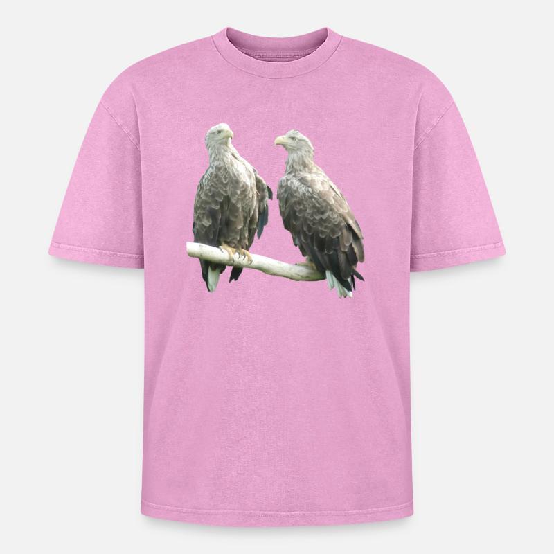 Pygargue à queue blanche - T-shirt Premium unisexe oversize acid-washed - rose délavé acide