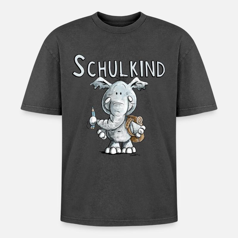 Schulkind Elefant I Einschulung Geschenk - Oversized Unisex Premium Acid-Washed T-Shirt - Pink Acid Wash