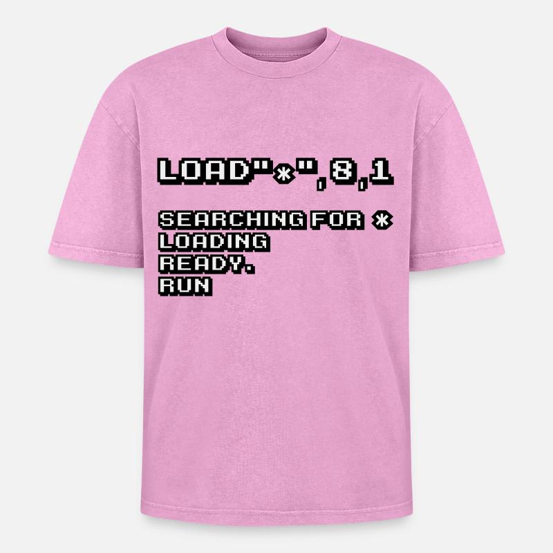 Retro Computing and 8-Bit Nostalgia - Oversized Unisex Premium Acid-Washed T-Shirt - acid washed pink