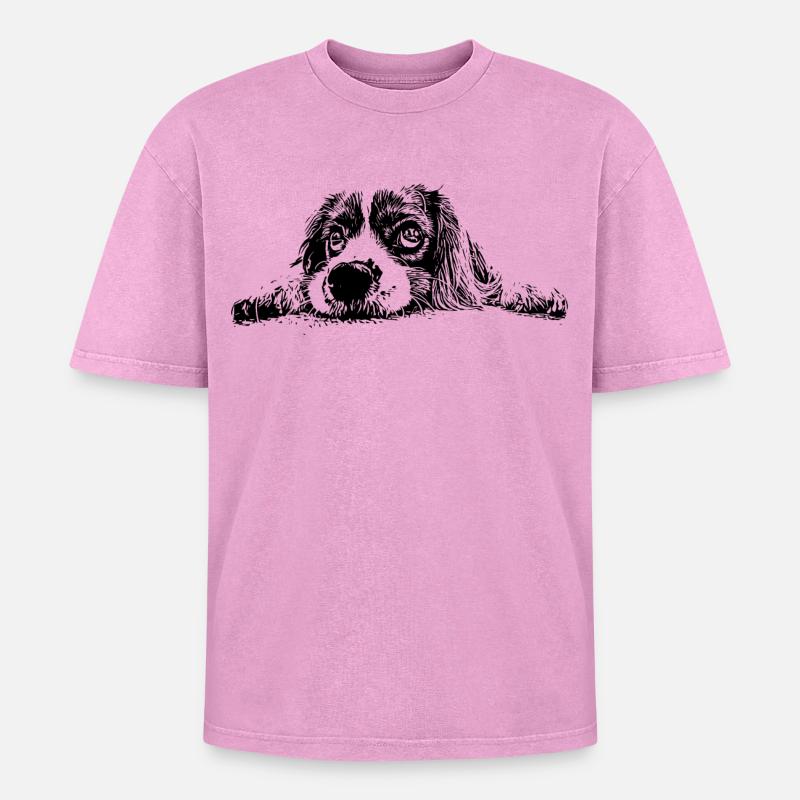Cocker Spaniel - T-shirt Premium unisexe oversize acid-washed - rose délavé acide