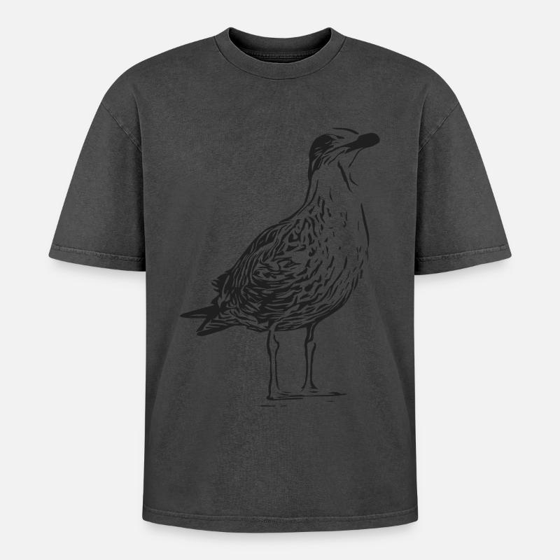 Eine Schöne Möwe - Oversized Unisex Premium Acid-Washed T-Shirt - Pink Acid Wash