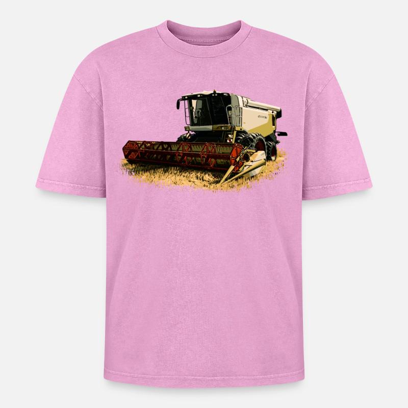 Claas Moissonneuse-batteuse Lexion 550 - T-shirt Premium unisexe oversize acid-washed - rose délavé acide