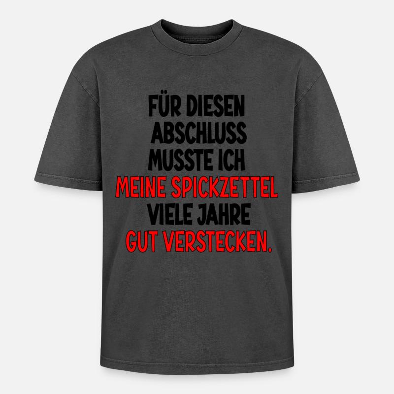 Abschlussgeschenke - SPICKEN SPICKZETTEL - Oversized Unisex Premium Acid-Washed T-Shirt - undefined