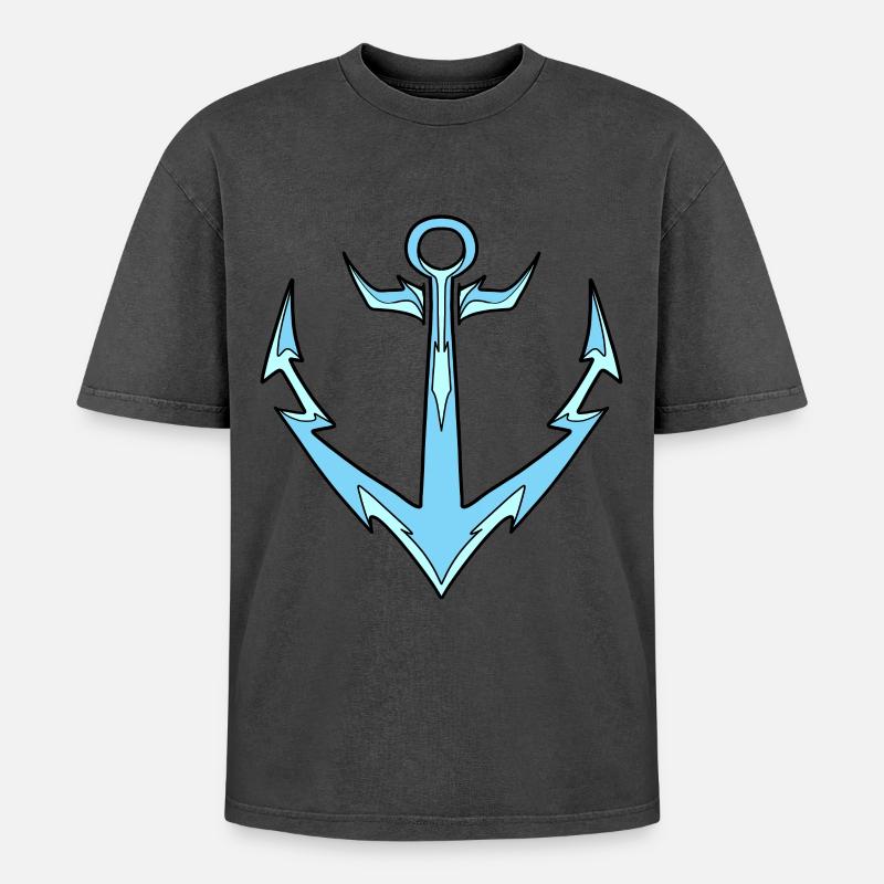 Anker hellblau - Oversized Unisex Premium Acid-Washed T-Shirt - undefined