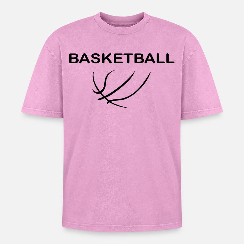 Basketball - Oversized Unisex Premium Acid-Washed T-Shirt - acid washed pink
