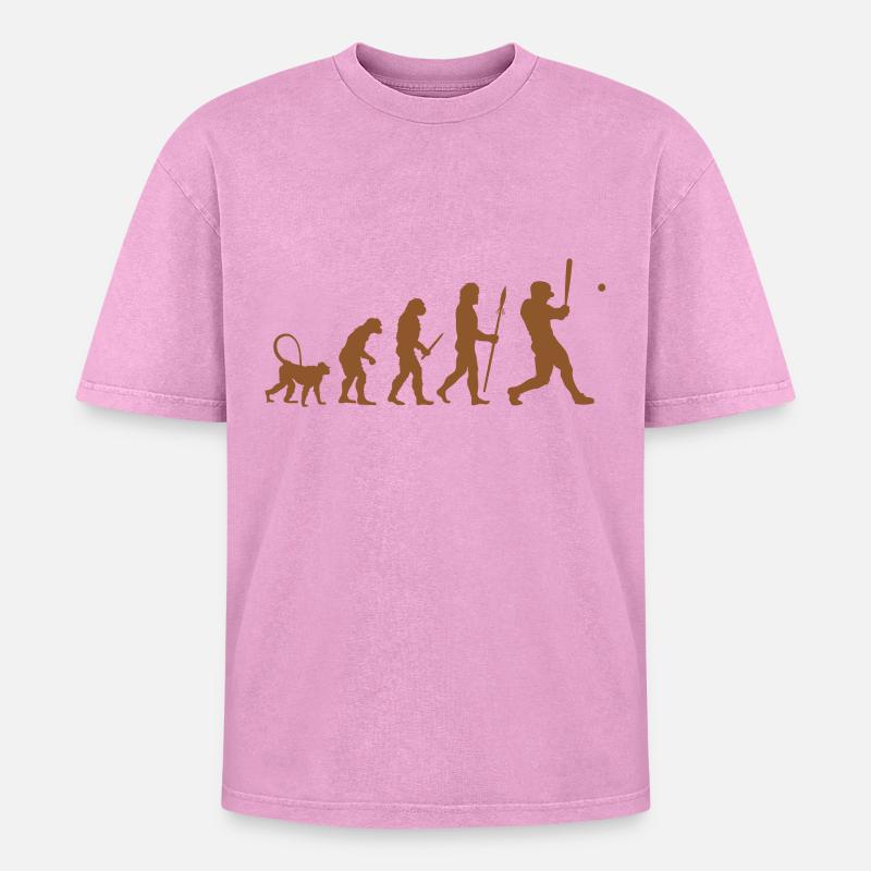 Baseball Evolution - Oversized Unisex Premium Acid-Washed T-Shirt - acid washed pink
