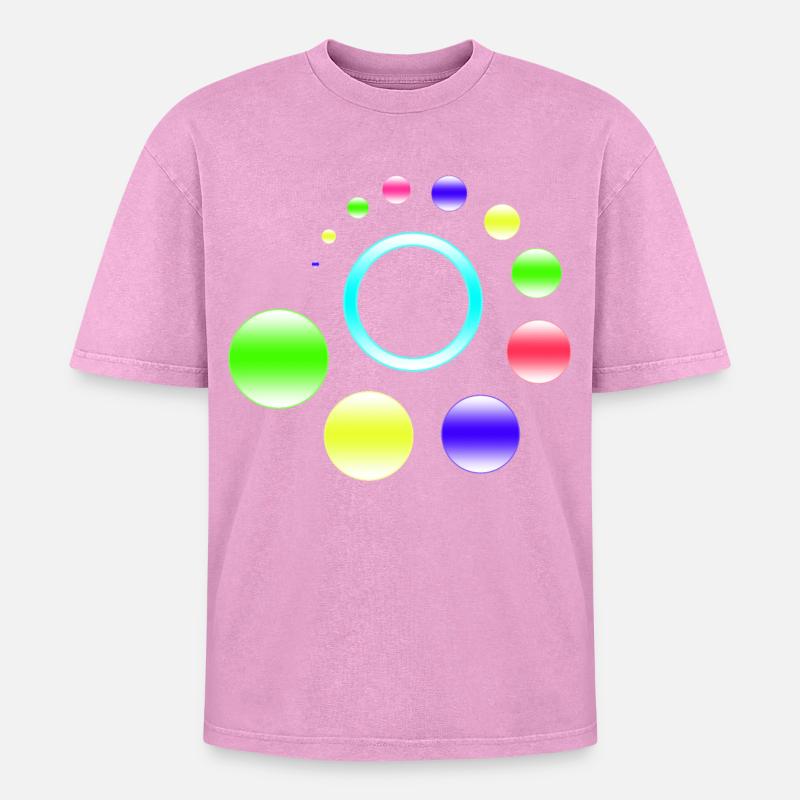 Neon-Orbit-Ringburst - Oversized Unisex Premium Acid-Washed T-Shirt - Pink Acid Wash
