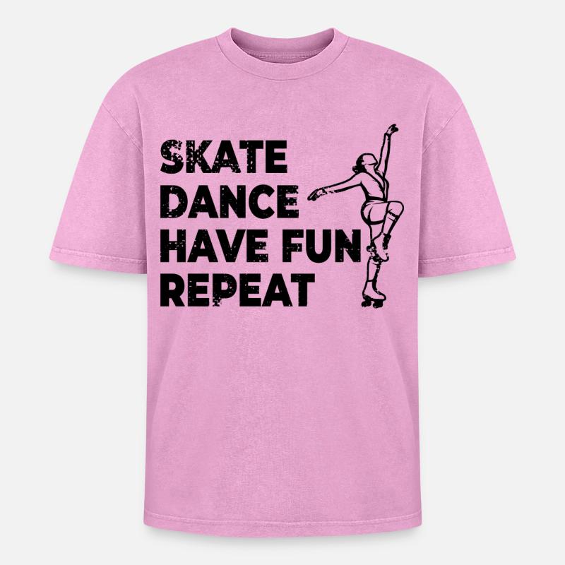 Skating, dancing, having fun, repeating - Oversized Unisex Premium Acid-Washed T-Shirt - acid washed pink