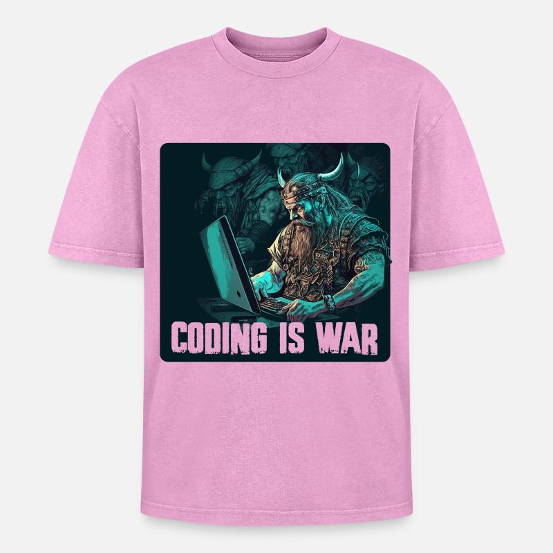 Programming Vikings - Oversized Unisex Premium Acid-Washed T-Shirt - acid washed pink