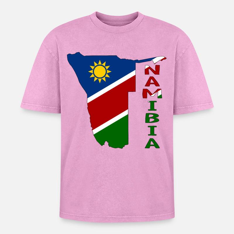 Namibia Map Flag - Oversized Unisex Premium Acid-Washed T-Shirt - acid washed pink