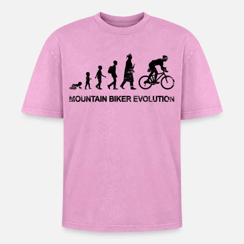 Entwicklung eines Mountainbikers - Oversized Unisex Premium Acid-Washed T-Shirt - Pink Acid Wash