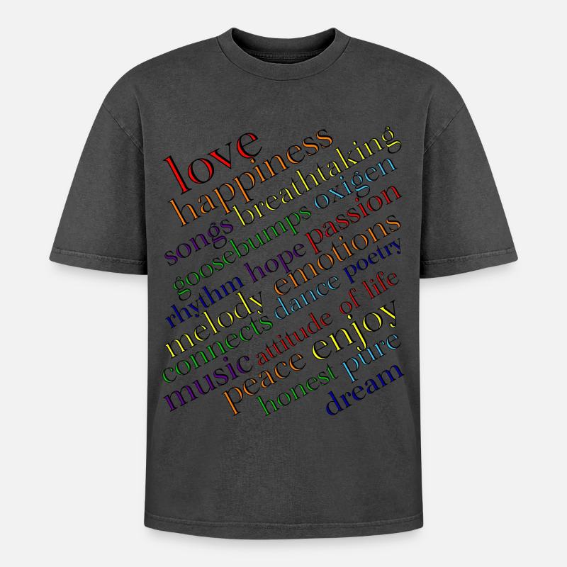 Regenbogen Typografie Lebensfreude - Oversized Unisex Premium Acid-Washed T-Shirt - undefined