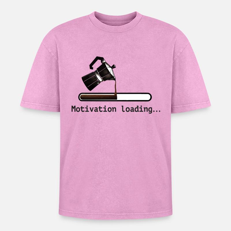 Coffee coffee pot motivation loading - Oversized Unisex Premium Acid-Washed T-Shirt - acid washed pink