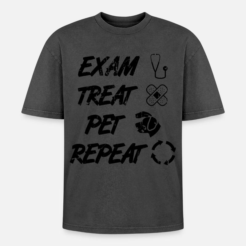 Routine vétérinaire - T-shirt Premium unisexe oversize acid-washed - rose délavé acide