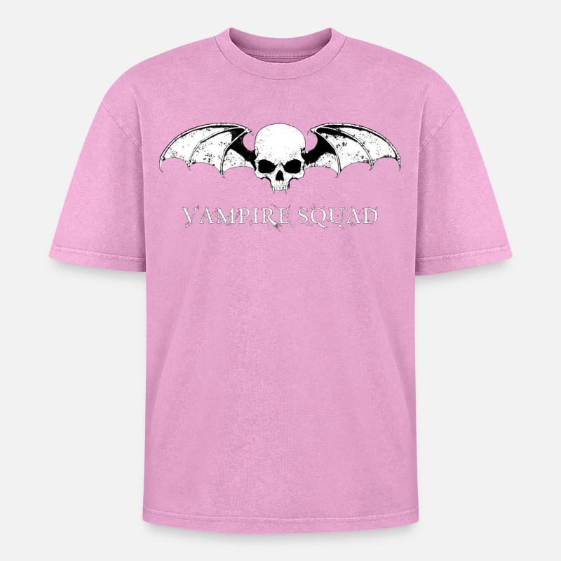 Vampire Squad White - Oversized Unisex Premium Acid-Washed T-Shirt - acid washed pink