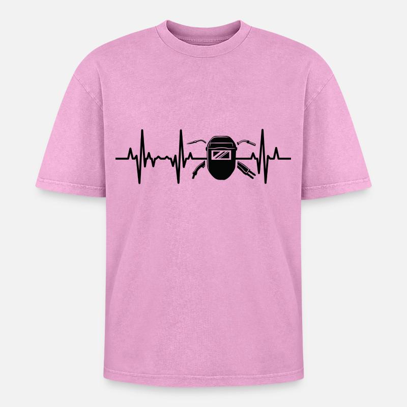 Welding machine ECG - Oversized Unisex Premium Acid-Washed T-Shirt - acid washed pink