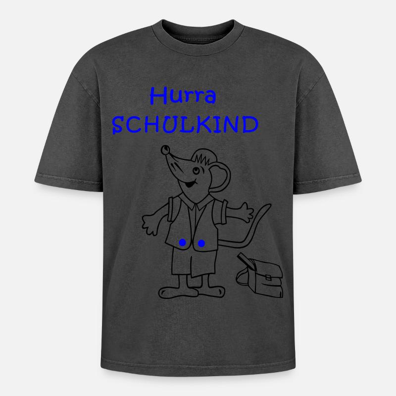 Hurra Schulkind Einschulung - Oversized Unisex Premium Acid-Washed T-Shirt - undefined