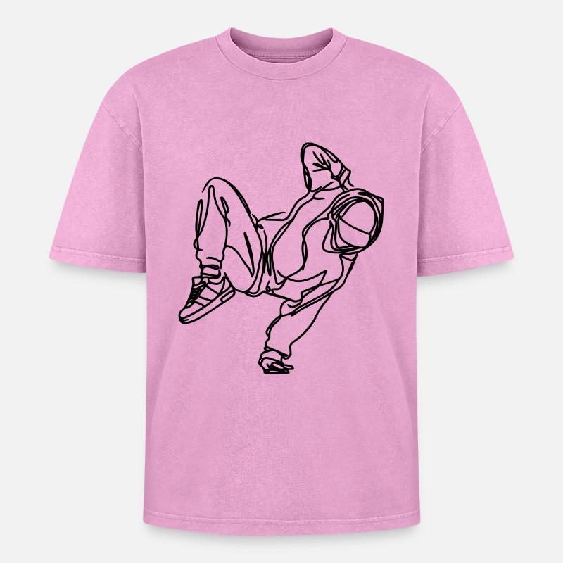 Breakdancer - Oversized Unisex Premium Acid-Washed T-Shirt - Pink Acid Wash