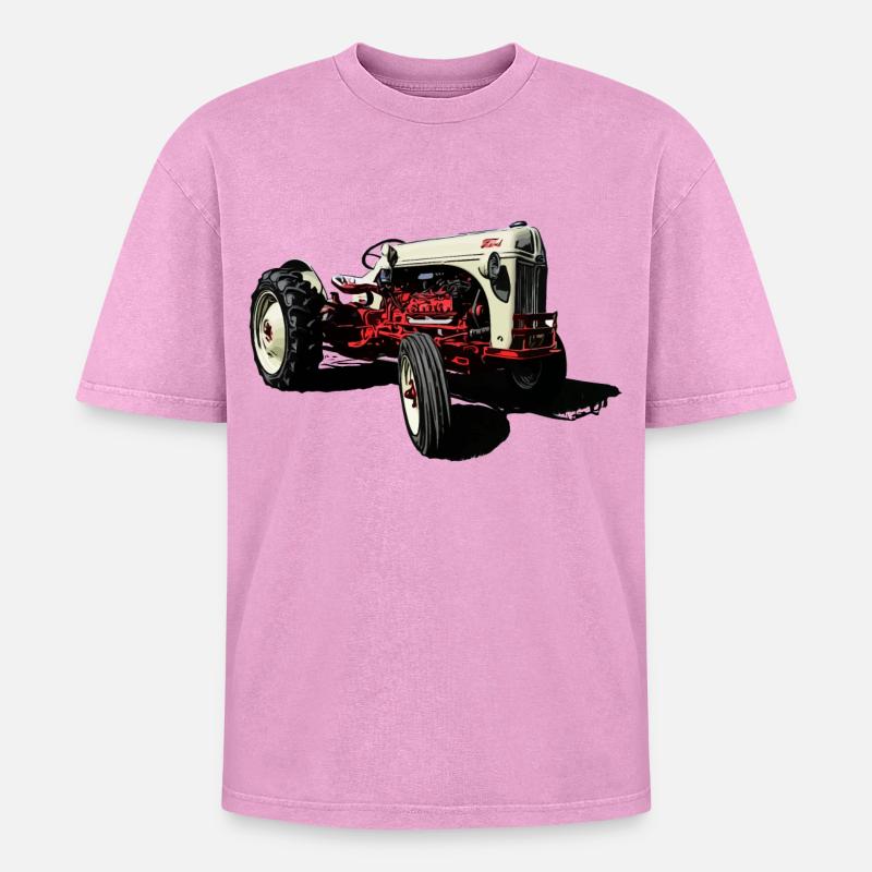 Oldtimer Traktor 8N - Oversized Unisex Premium Acid-Washed T-Shirt - Pink Acid Wash
