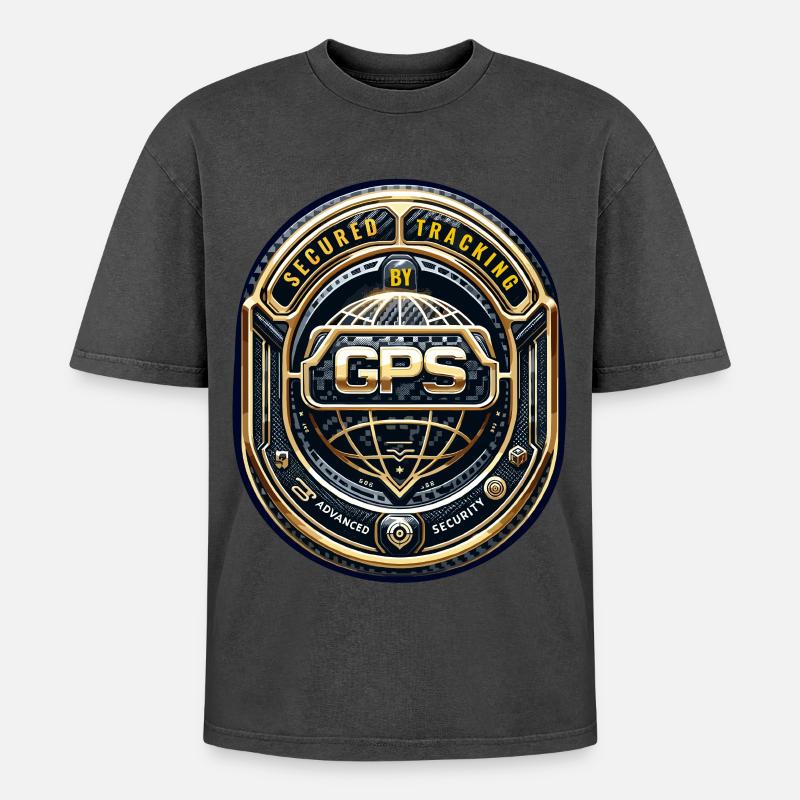 GPS Tracking Warning Stickers - Oversized Unisex Premium Acid-Washed T-Shirt - undefined