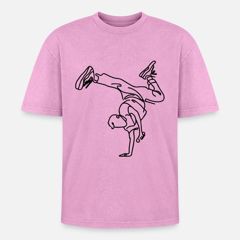 Breakdance Junge - Oversized Unisex Premium Acid-Washed T-Shirt - Pink Acid Wash