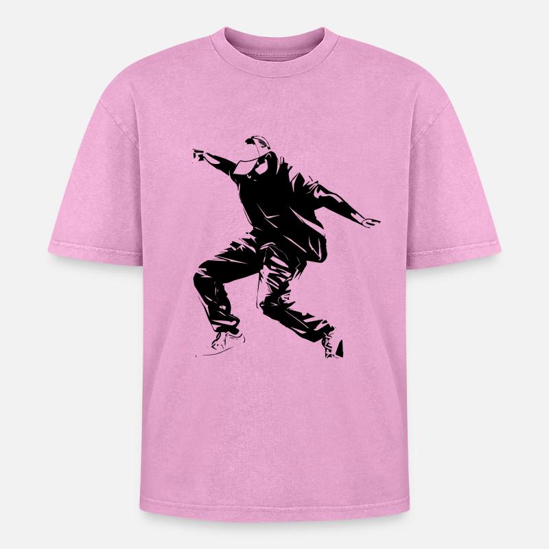 Graphismes de breakdance - T-shirt Premium unisexe oversize acid-washed - rose délavé acide