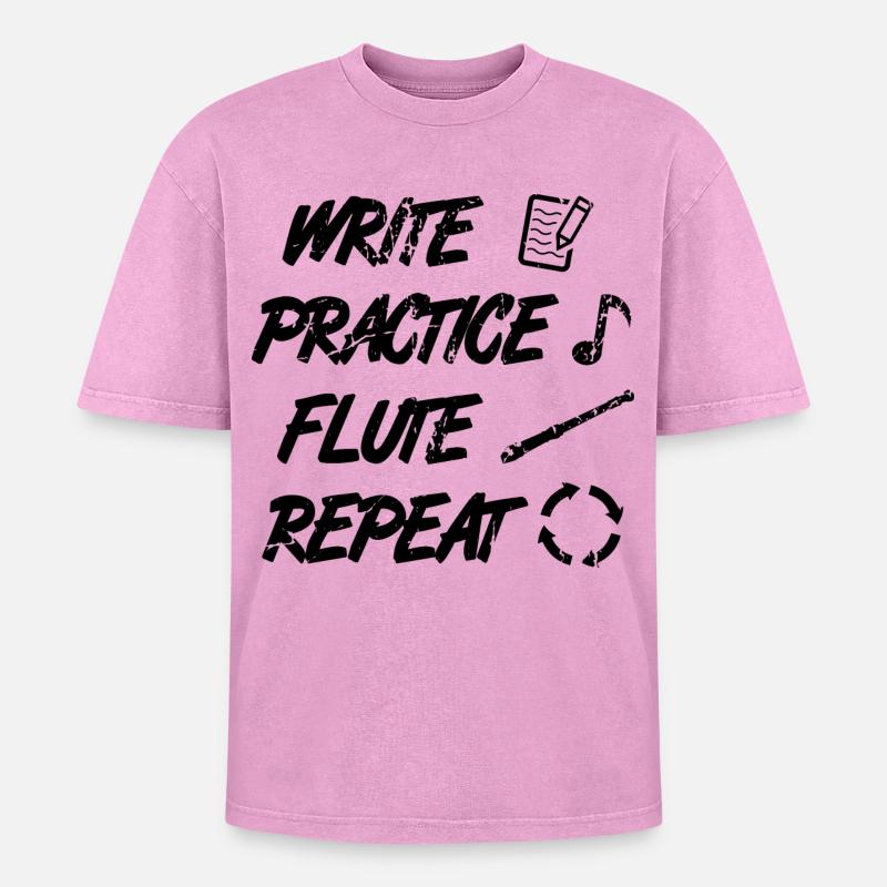 Practice writing Repeat flute - Oversized Unisex Premium Acid-Washed T-Shirt - acid washed pink