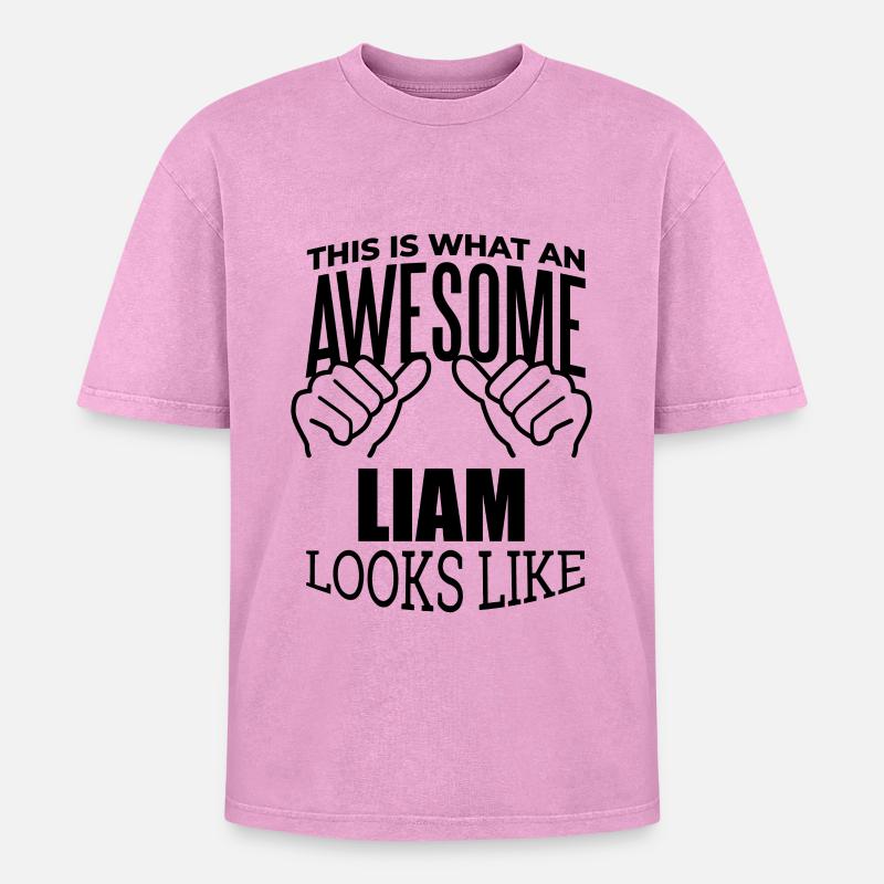Liam - Oversized Unisex Premium Acid-Washed T-Shirt - acid washed pink