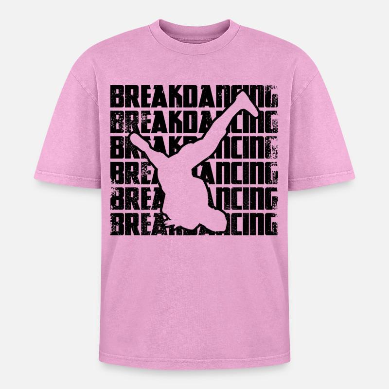 Breakdancing - Oversized Unisex Premium Acid-Washed T-Shirt - acid washed pink