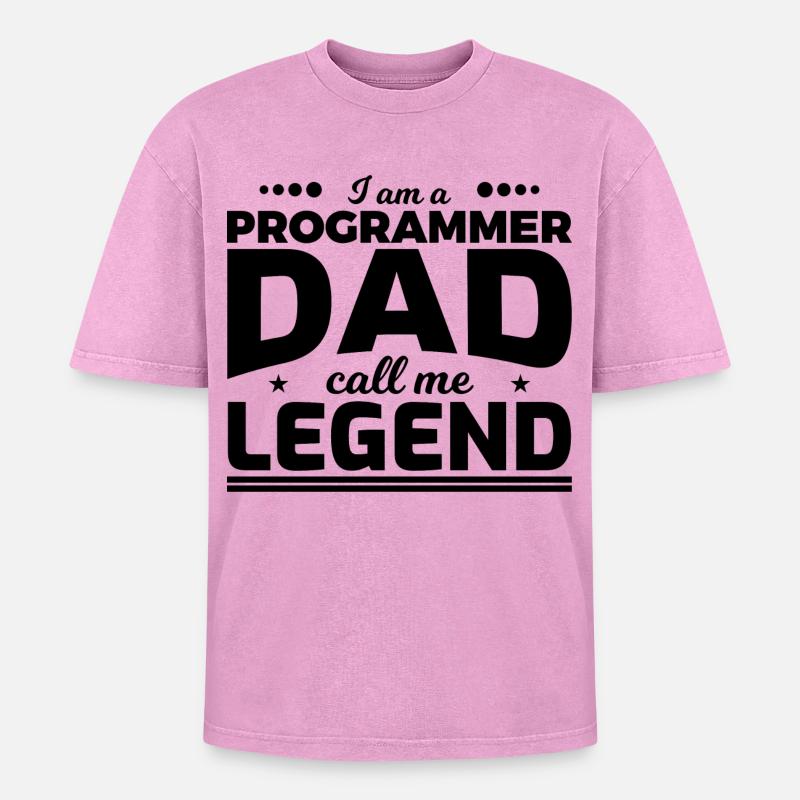 Programmierer Vater nenn mich Legende - Oversized Unisex Premium Acid-Washed T-Shirt - Pink Acid Wash