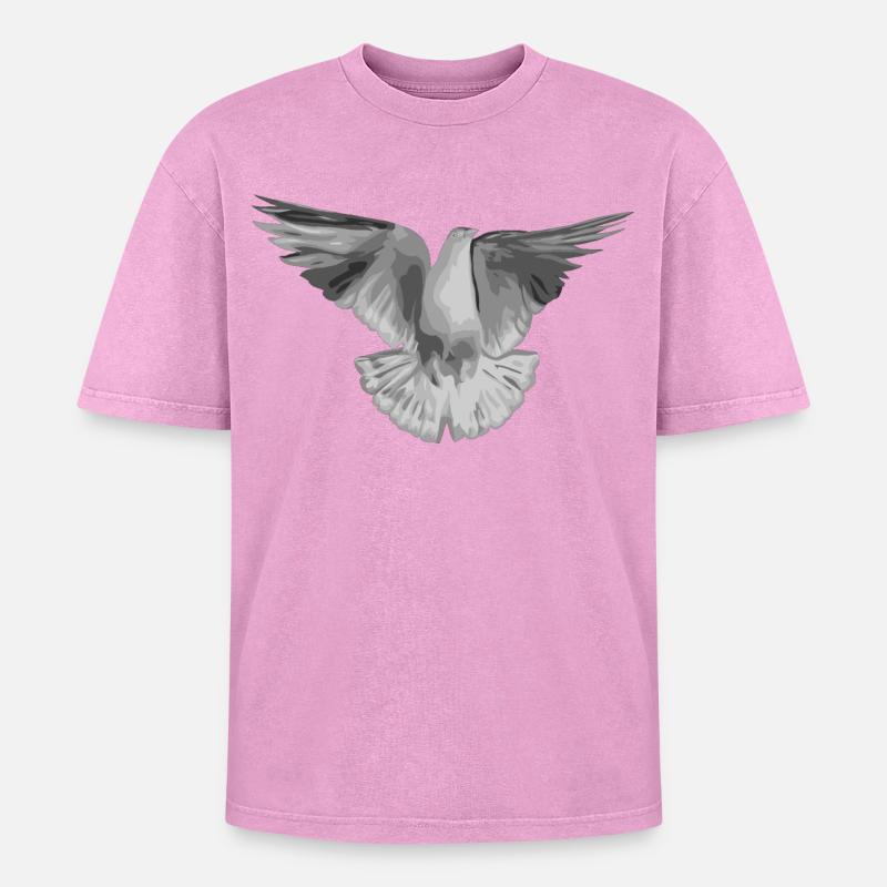Taube hellgrau - Oversized Unisex Premium Acid-Washed T-Shirt - Pink Acid Wash