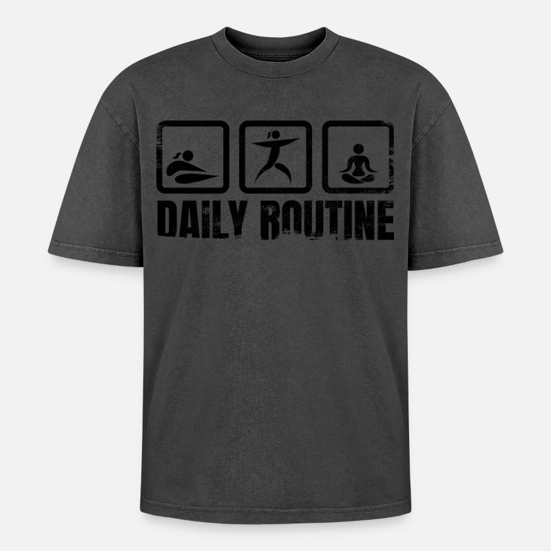 Yogi Daily Routine - Oversized Unisex Premium Acid-Washed T-Shirt - undefined