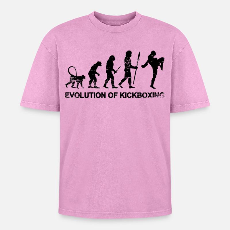 Évolution du kickboxing - T-shirt Premium unisexe oversize acid-washed - rose délavé acide