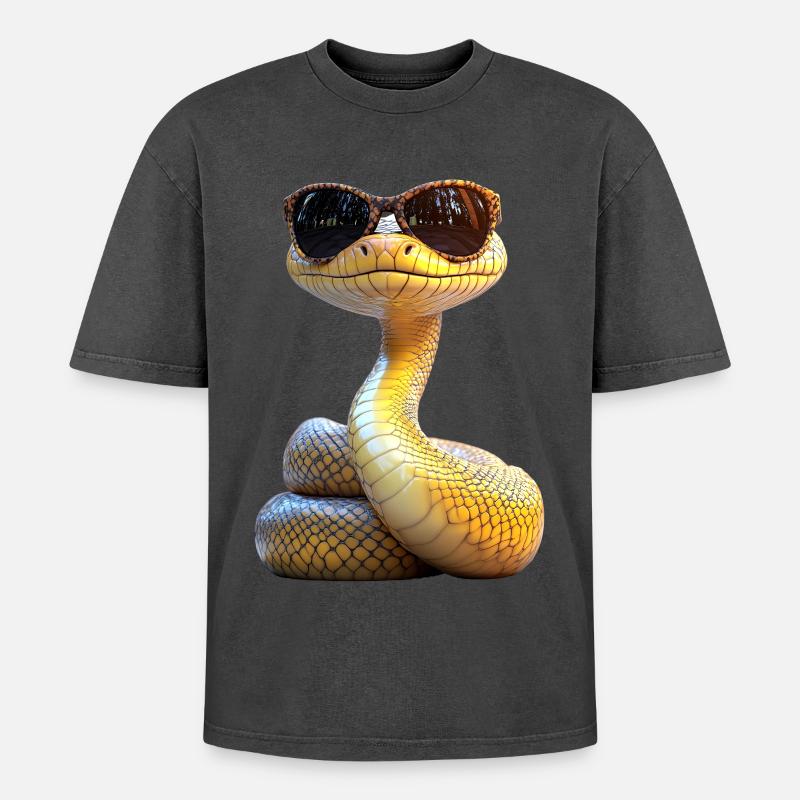 Schlange Python Kobra Mamba Klapperschlange Snake - Oversized Unisex Premium Acid-Washed T-Shirt - undefined