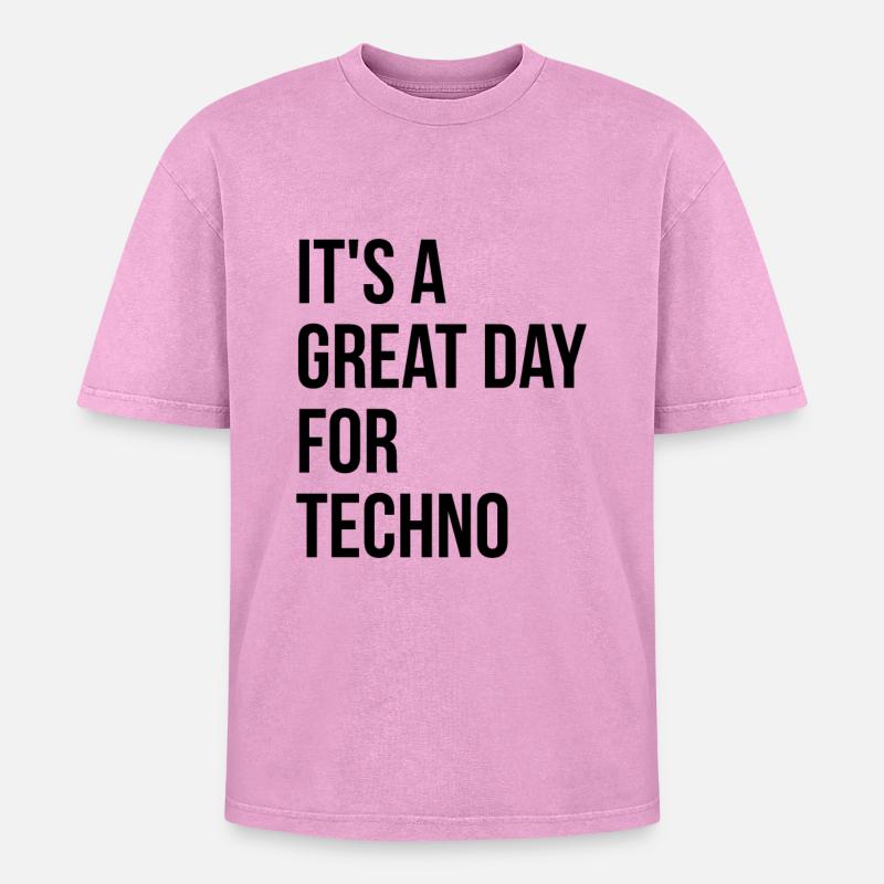 Techno - Oversized Unisex Premium Acid-Washed T-Shirt - Pink Acid Wash