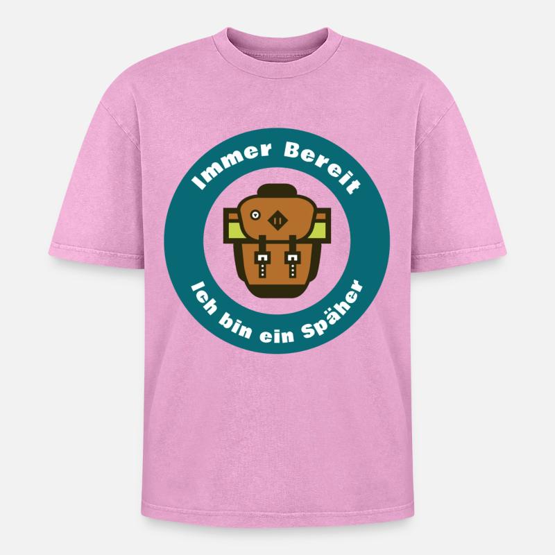 Immer bereit – ich bin ein Scout - Oversized Unisex Premium Acid-Washed T-Shirt - Pink Acid Wash